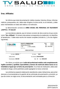 TV SALUD requisitos de documentación médica